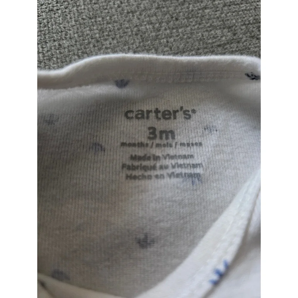 Carters Baby Boy Bodysuit Set 2 Pack Blue White Safari‎ Animals 3 Months